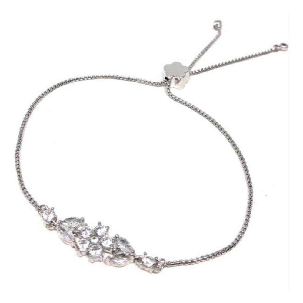 NWT Kate Spade Gleaming Gardenia Bracelet Silver With Diamonds